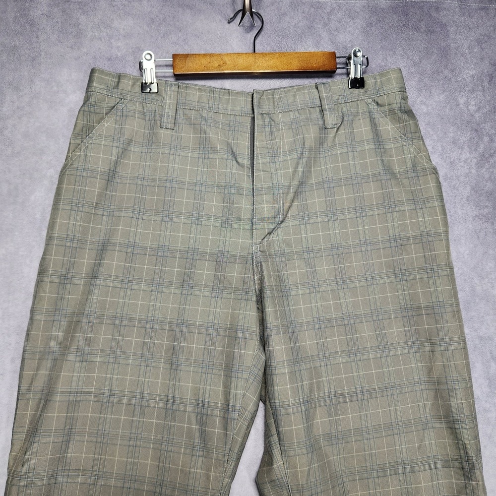 Sunice Typhoon Golf‎ Pants Mens Large Tan Blue Plaid Performance Water Repel
